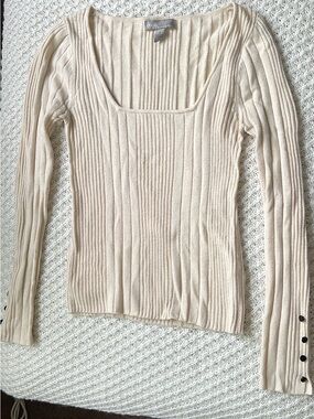 ASOS Ribbed Knit Top in Cream